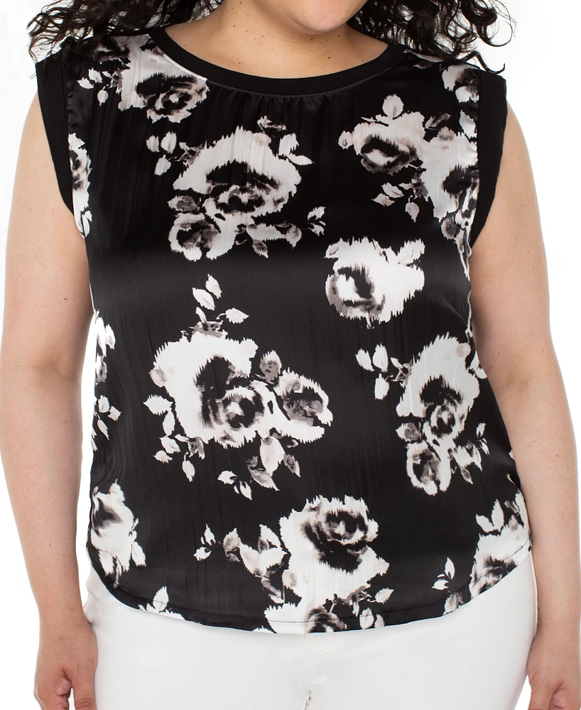 Liverpool Los Angeles Plus Sleeveless Mixed-Media Top