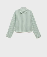 Mango Women's Striped Cropped Shirt
