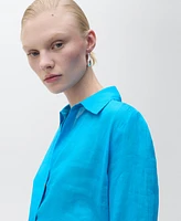 Mango Women's Regular Ramie Shirt