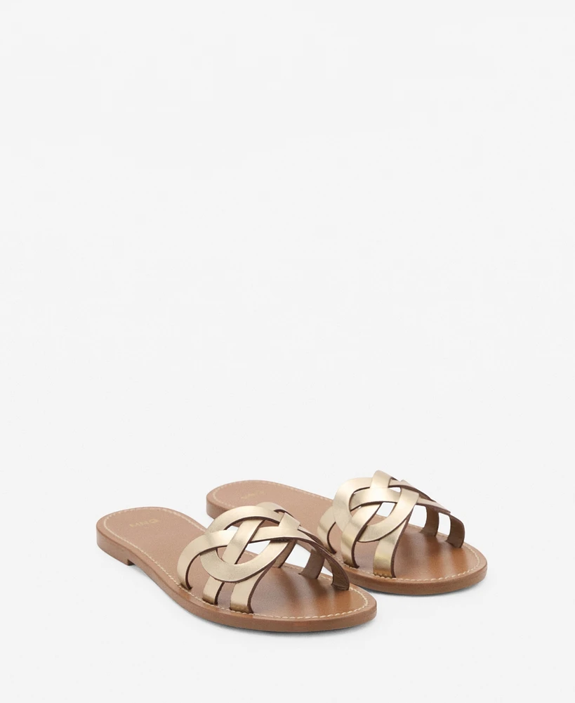 Mango Women's Intertwined Strap Leather Sandals