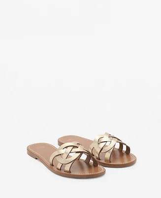 Mango Women's Intertwined Strap Leather Sandals
