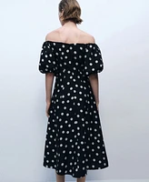 Mango Women's Strapless Polka Dot Dress