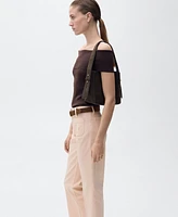Mango Women's Pocketed Flared Cropped Jeans