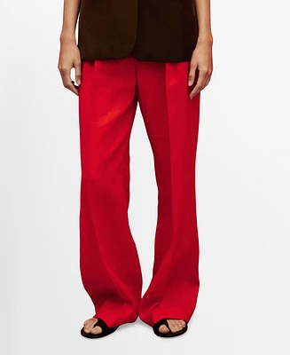 Mango Women's Straight Linen Suit Pants