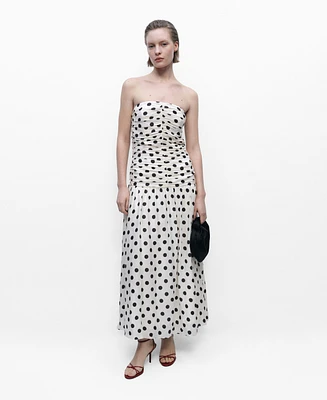 Mango Women's Draped Body Polka Dot Dress