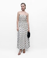 Mango Women's Draped Body Polka Dot Dress