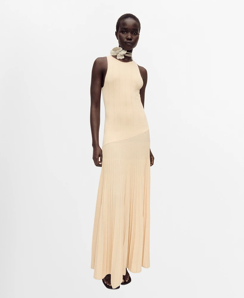 Mango Women's Pleated Knitted Dress