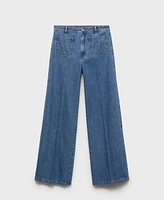 Mango Women's Pocketed Wide Leg Jeans