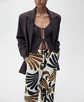 Mango Women's Abstract Print Wide Leg Pants