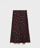 Mango Women's Long Flared Floral Skirt