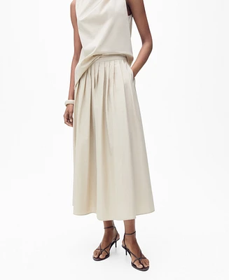 Mango Women's Pleated Detail Flared Skirt