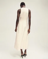 Mango Women's Frayed Hem Linen Dress