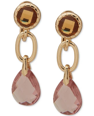 Anne Klein Gold-Tone Round & Briolette Stone Clip-On Drop Earrings