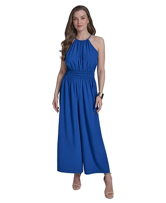 Halston Women's Tie-Back Halter Wide-Leg Jumpsuit