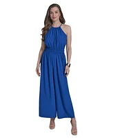 Halston Women's Tie-Back Halter Wide-Leg Jumpsuit