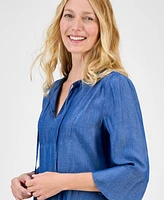 Style & Co Women's Chambray Tiered Dress, Exclusively at Macy's