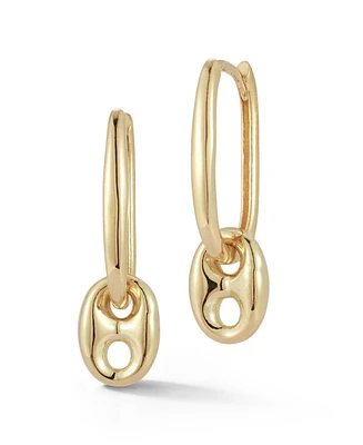 Rachel Zoe Fine Jewelry 14K Gold Puffed Mariner Charm Earrings
