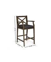 Logan Acacia Wood Patio Barstools, Set of 2: Transitional Charm with Durable Design
