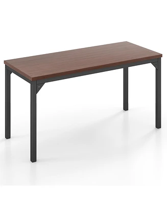 55 Inch Conference Table with Heavy-duty Metal Frame-Brown