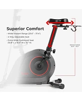 Sunny Health & Fitness Smart Exercise Bike w/ Resistance Band, 300LB Capacity Home Cardio Cycling Machine for Full-Body Workout, Free SunnyFit App via
