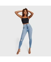 Freddy Women's Wr.up Snug Distressed High Rise Jeans