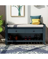 Entryway Storage Bench with Cushion Drawers and Shoe Rack for Organized Seating Footwear Small Spaces-The Pop Home