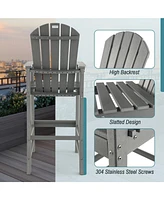 30 Inches Counter Height Outdoor Hdpe Bar Stool with Armrests and Footrest