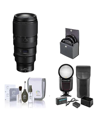 Nikon Nikkor Z 100-400mm f/4.5-5.6 Vr S Lens, Bundle with Flashpoint Zoom Li-on X R2 Ttl On-Camera Round Flash Speedlight, 77mm Filter Kit, Cleaning K