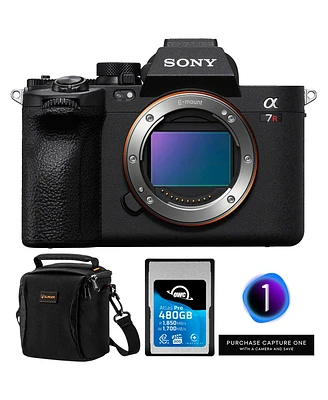 Sony Alpha a7R V Mirrorless Camera, Bundle with 480GB Memory Card, Capture One Pro Software and Shoulder Bag