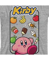 Kirby Boys With Food Background and Logo Youth Heather Gray Graphic Tee-xs