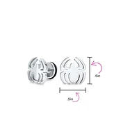 Bling Jewelry Set of 2 Black Widow Spider Ear Plug Illusion Stud Earrings Surgical Steel 16G