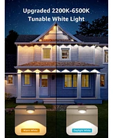 Lepro E1 Ai Permanent Outdoor Lights App Control, 150ft Smart Rgb+Ic Christmas House Lights with 60 Warm/Cool White Led Pucks, Alexa Google Enabled, A