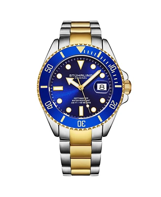 Stuhrling Original Men's Dive Watch, Swiss Movement, Stainless Steel, Blue Dial, Stainless Steel Bracelet, 100M Water Resistant