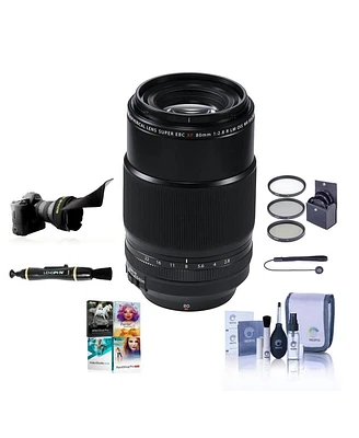 Fujifilm Xf 80mm f/2.8 R Lm Ois Wr Macro Lens, Black, Bundle with 62mm Filter Kit, Flex Lens Shade, Lens Cleaner, Cleaning Kit, Lens Cap Tether, Pc So
