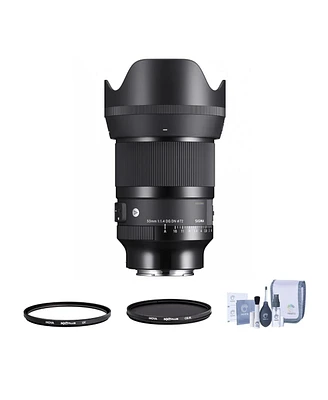 Sigma 50mm f/1.4 Dg Dn Art Lens for Sony E Bundle with Hoya 72mm Multi-Coated Uv and Cpl Filters, Cleaning Kit