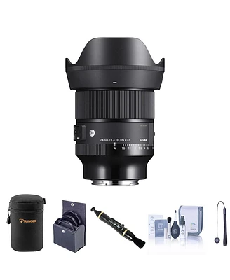 Sigma 24mm f/1.4 Dg Dn Art Lens for Sony E Bundle with 72mm Filter Kit, Lens Case, Lens Cleaner, Cleaning Kit, Lens Cap Tether