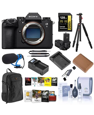 Sony Alpha a9 Iii Mirrorless Camera, Bundle with Tripod, Microphone, Software Kit, 128GB Memory Card, 2x Battery and Charger