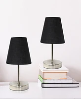 Creekwood Home 10.5" Metal Iconic Duo Mini Sand Nickel Table Lamp Set