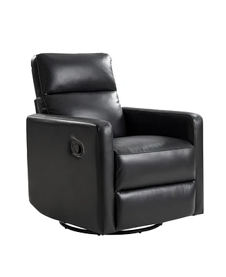 Josefa Genuine Leather Upholstered Swivel Rocker Recliner