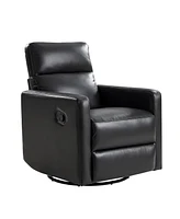 Josefa Genuine Leather Upholstered Swivel Rocker Recliner