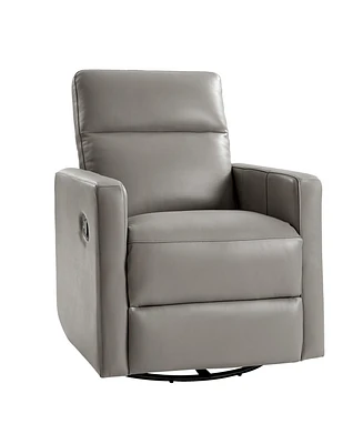 Josefa Genuine Leather Upholstered Swivel Rocker Recliner