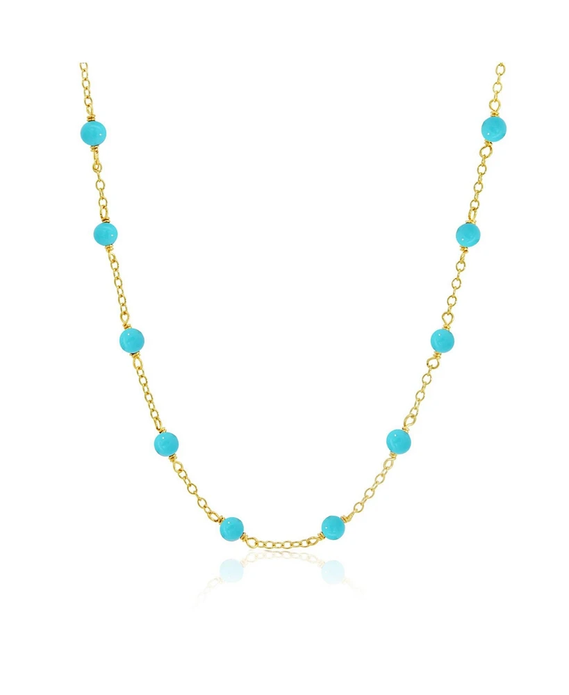 The Lovery Turquoise Bead Station Necklace 14K Gold
