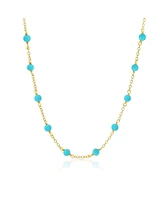 The Lovery Turquoise Bead Station Necklace 14K Gold