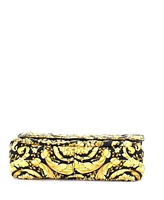 Pre-Owned Versace Medium Virtus Chain Flap Shoulder Bag Barocco Print Silk