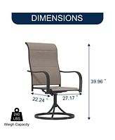 Piece Metal Patio Outdoor Dining Set with Square Table with 1.65 in. Umbrella Hole and Swivel Chairs