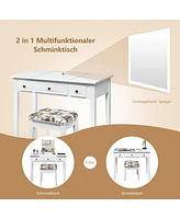 Vanity Dressing Table Set with Flip Top Mirror and 3 Drawers