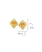 Bling Jewelry Set of 2 Geometric Twist Rope Knot Clip-On Earrings For Non-Pierced Gold Plated