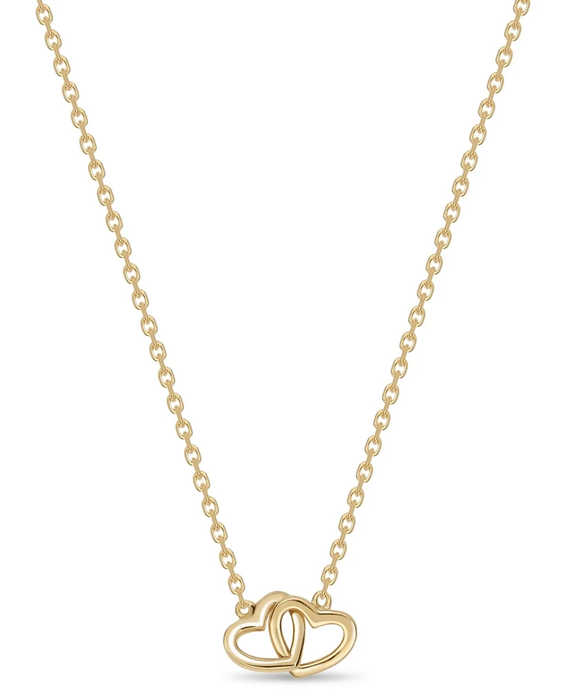 Devata Couple Hearts Necklace in 14K Gold, 16 in adj to 18 in, approx. 3.8 grams