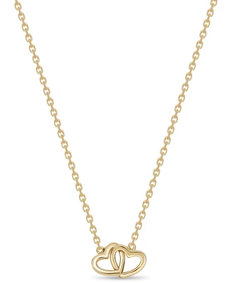 Devata Couple Hearts Necklace in 14K Gold, 16 in adj to 18 in, approx. 3.8 grams
