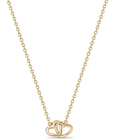 Devata Couple Hearts Necklace in 14K Gold, 16 in adj to 18 in, approx. 3.8 grams